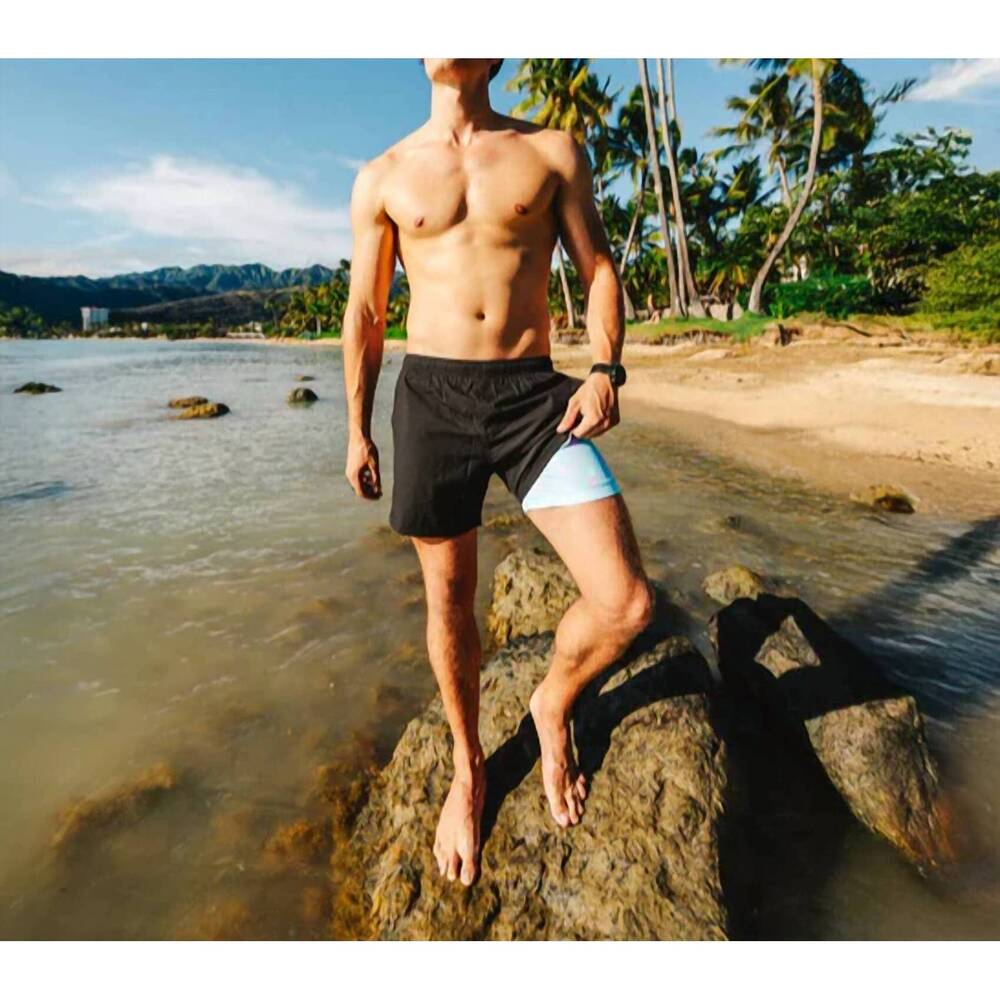 NEW BERMIES performance swim shorts in black (pineapple funky liner)